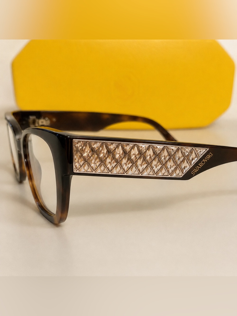 NEW Swarovski CRYSTAL Havana Tortoiseshell Crystal-Embellished Women's Glasses - Picture 3 of 4